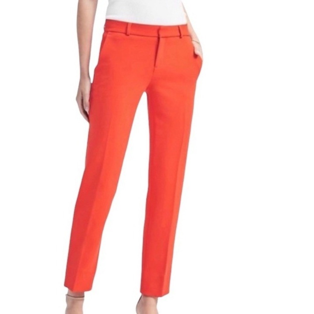 Banana Republic Avery Pants Womens 14 (36x27) Mid Rise Cropped Ankle Orange